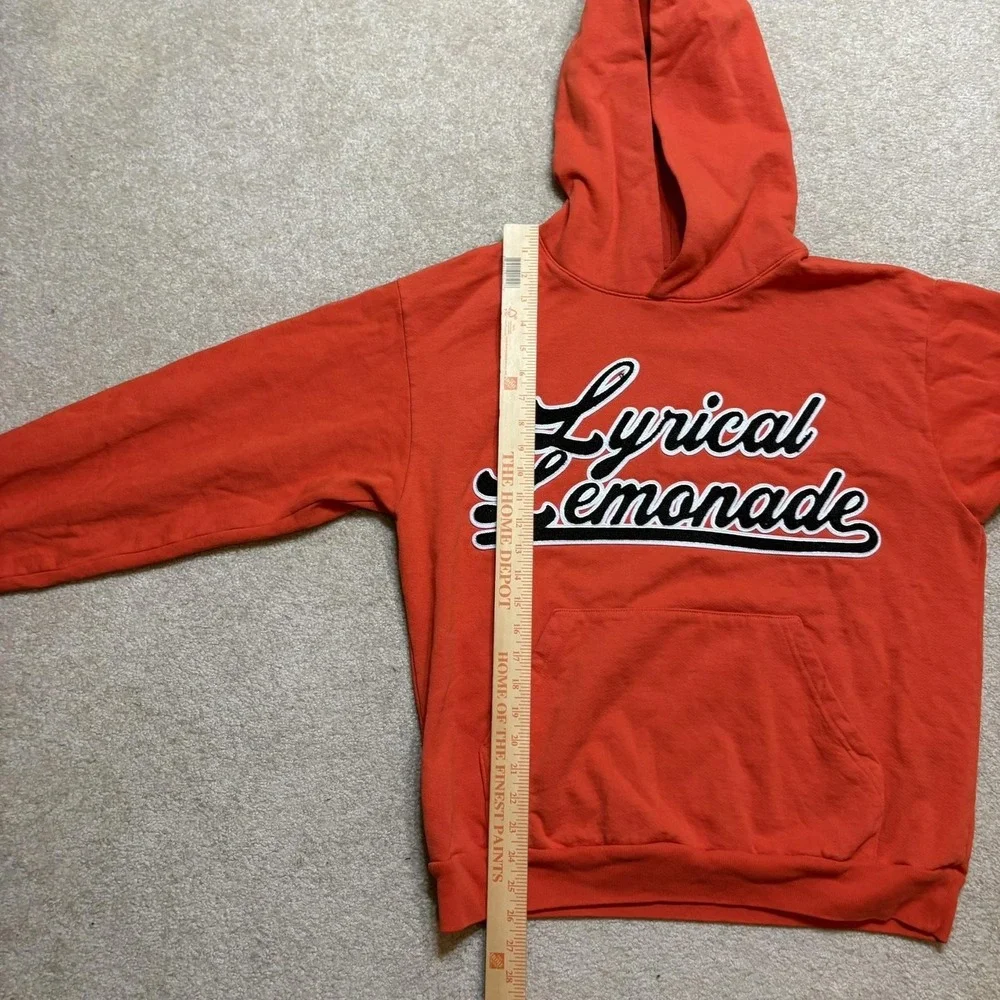 Lyrical Lemonade Hoodie Sweatshirt Mens‎ Medium Orange Script Fleece Pullover